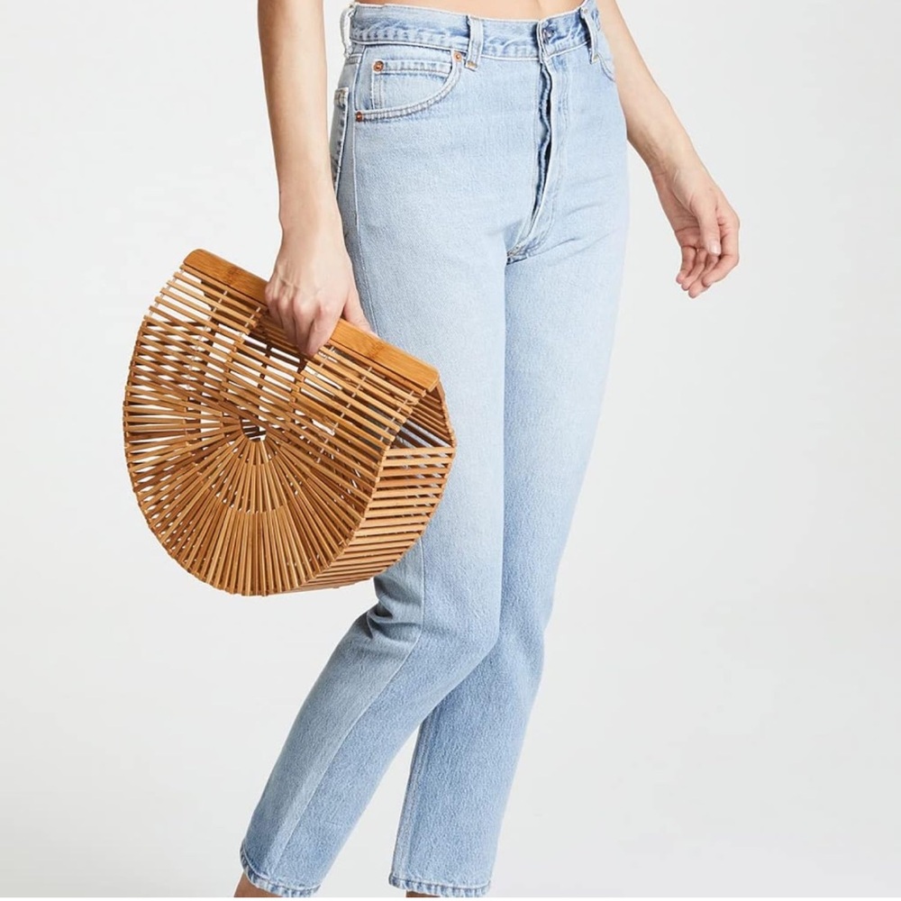Bamboo Caged Semicircle Large Tote Bag w/ Scarf and Dust Bag-13”x 9”x 4” - Picture 11 of 14